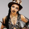 Womens Brown Voodoo Top Hat With Dreads -PartyPersona Store brown voodoo top hat