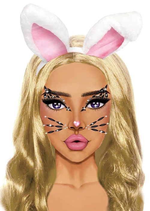 Cute Bunny Girl Face Jewels Sticker 6 Cute Bunny Girl Face Jewels Sticker - Image 4