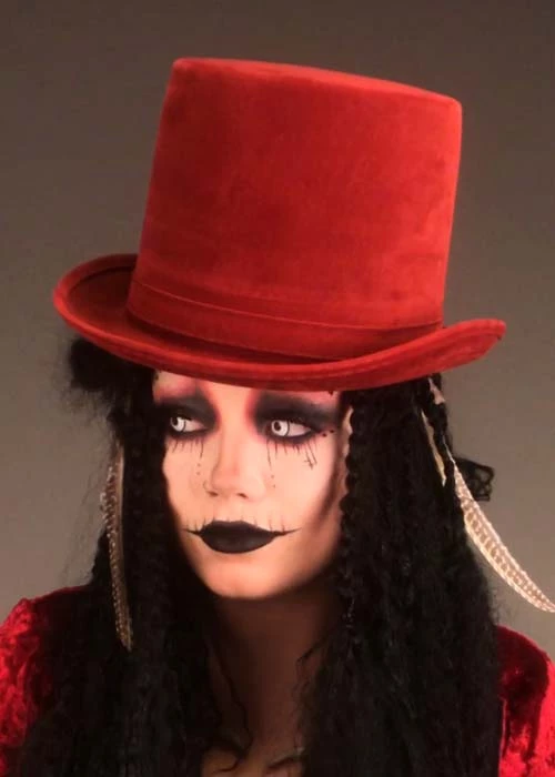 Halloween Voodoo Witch Doctor Burgundy Top Hat 3 Halloween Voodoo Witch Doctor Burgundy Top Hat