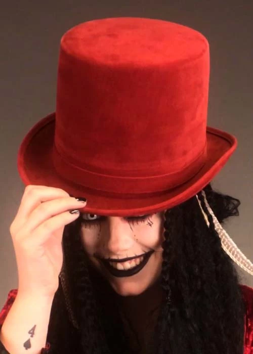 Halloween Voodoo Witch Doctor Burgundy Top Hat 4 Halloween Voodoo Witch Doctor Burgundy Top Hat - Image 2