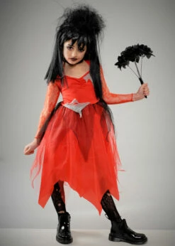 Kids Beetlejuice Style Lydia Red Bride Costume