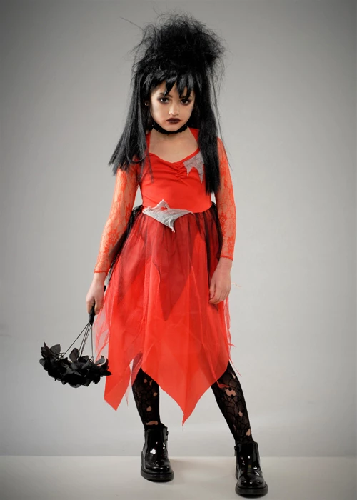Kids Beetlejuice Style Lydia Red Bride Costume 6 Kids Beetlejuice Style Lydia Red Bride Costume - Image 4
