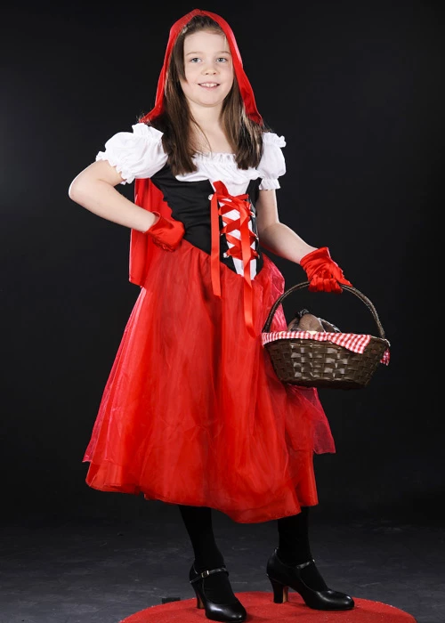 Childrens Long Red Riding Hood Costume 3 Childrens Long Red Riding Hood Costume