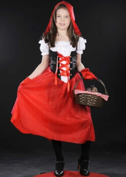 Childrens Long Red Riding Hood Costume 9 Childrens Long Red Riding Hood Costume -PartyPersona Store childs long red riding hood costume 02