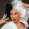 Cruella Deville Style Evil Madam Wig 2 Cruella Deville Style Evil Madam Wig -PartyPersona Store cruella black white madam wig