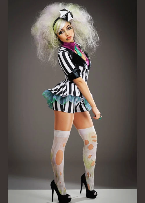 Womens Cute Striped Beetlejuice Style Costume 4 Womens Cute Striped Beetlejuice Style Costume - Image 2
