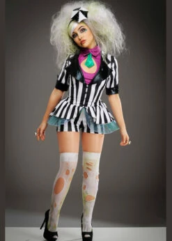 Womens Cute Striped Beetlejuice Style Costume 9 Womens Cute Striped Beetlejuice Style Costume -PartyPersona Store cute shorts beetlejuice costume 03