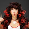Womens Gothic Queen Of Hearts Red Curly Wig 2 Womens Gothic Queen Of Hearts Red Curly Wig -PartyPersona Store dark queen of hearts red wig