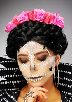 Day Of The Dead Pink Flower Headpiece