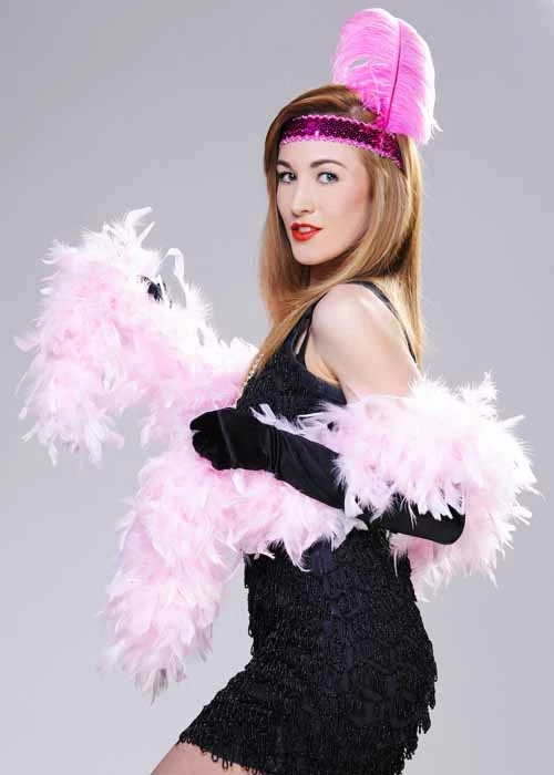 1920s Flapper Deluxe Pale Pink Feather Boa 3 1920s Flapper Deluxe Pale Pink Feather Boa