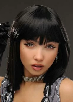 Ladies 20s Black Blunt Bob Lola Wig -PartyPersona Store deluxe black 1920s lola wig 42489 03