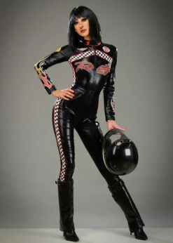 Womens Black Racing Driver Grid Girl Costume 10 Womens Black Racing Driver Grid Girl Costume -PartyPersona Store deluxe black racing girl costume D10655 02