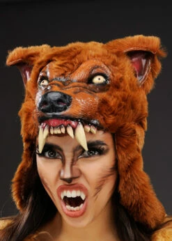 Deluxe Brown Werewolf Mask Headpiece 6 Deluxe Brown Werewolf Mask Headpiece -PartyPersona Store deluxe brown wolf mask headpiece 01