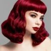 Womens Deluxe Gothic Wavy Burgundy Burlesque Wig -PartyPersona Store deluxe burgundy gothic 1940s wig 72145