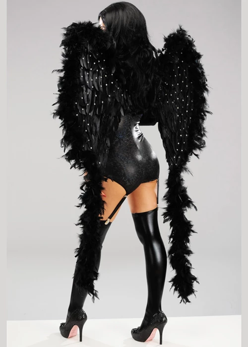 Deluxe Diamante Black Feather Angel Wings 4 Deluxe Diamante Black Feather Angel Wings - Image 2