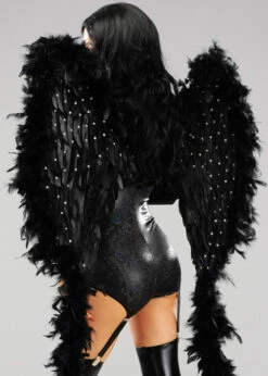 Deluxe Diamante Black Feather Angel Wings 8 Deluxe Diamante Black Feather Angel Wings -PartyPersona Store deluxe diamante black feather wings 02