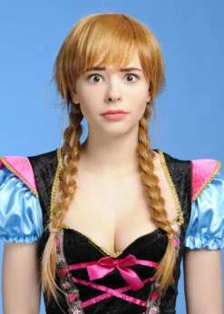 Adult Deluxe Frozen Anna Style Auburn Wig -PartyPersona Store deluxe frozen anna wig 01
