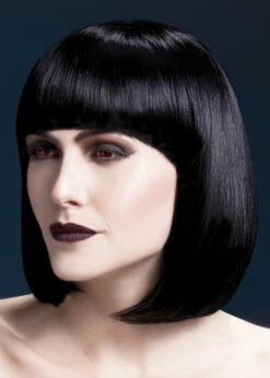 Deluxe Gothic Black Bobbed Elise Wig