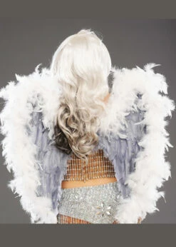 Deluxe Grey And White Diamante Angel Feather Wings 8 Deluxe Grey And White Diamante Angel Feather Wings -PartyPersona Store deluxe grey feather rhinestone angel wings 02