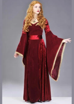 Womens Deluxe Red Medieval Queen Costume -PartyPersona Store deluxe medieval queen costume 27877 01