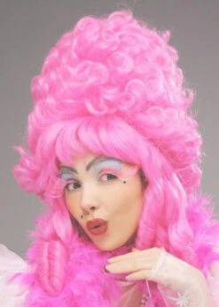 Deluxe Pink Panto Dame Pompadour Wig
