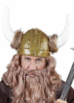 Adult Deluxe Viking Helmet With Horns And Fake Fur