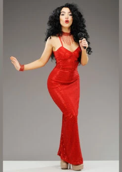 Womens Diana Ross Style Costume With Wig -PartyPersona Store diana ross costume 03