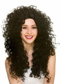 Womens Long Black Curly Wig