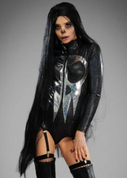 Ladies Halloween Extra Long Black Wig