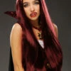 Halloween Gothic Vampire Extra Long Burgundy Wig -PartyPersona Store extra long burgundy vampire wig L0962