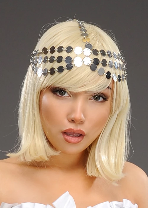 Womens 1920s Charleston Silver Coin Headpiece 3 Womens 1920s Charleston Silver Coin Headpiece