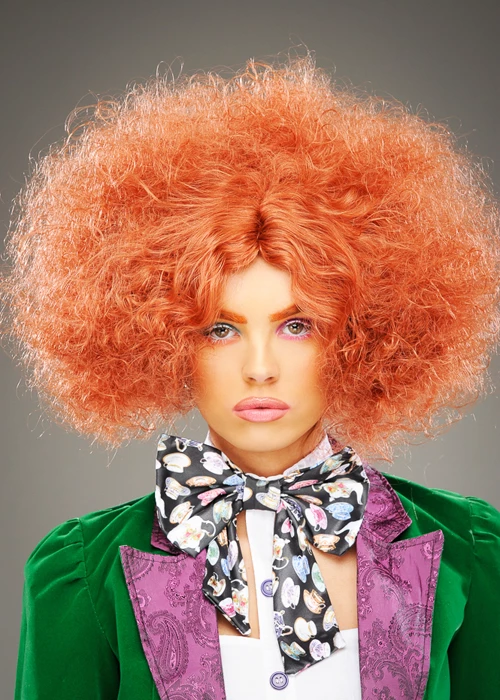 Womens Mad Hatter Style Frizzy Auburn Wig 3 Womens Mad Hatter Style Frizzy Auburn Wig