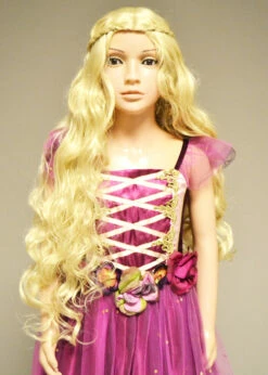 Childrens Rapunzel Princess Long Curly Blonde Wig