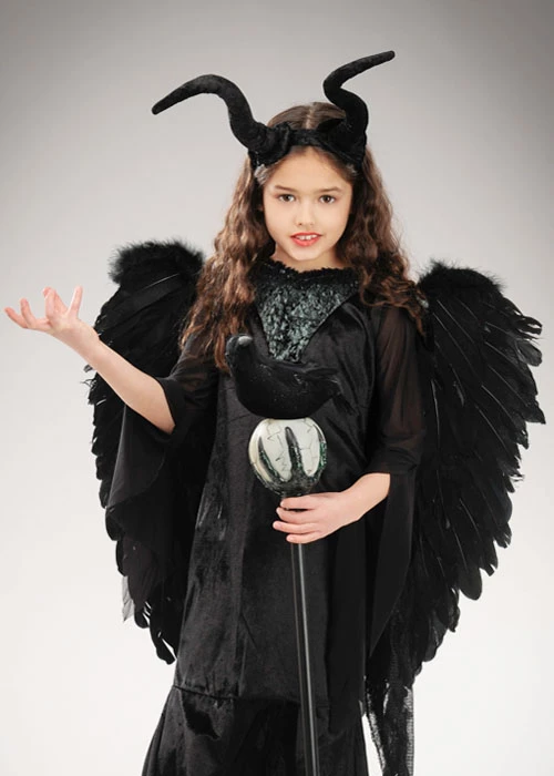 Childrens Deluxe Maleficent Style Costume With Wings 4 Childrens Deluxe Maleficent Style Costume With Wings - Image 2