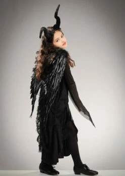 Childrens Deluxe Maleficent Style Costume With Wings 9 Childrens Deluxe Maleficent Style Costume With Wings -PartyPersona Store girls deluxe maleficent costume ST190 03