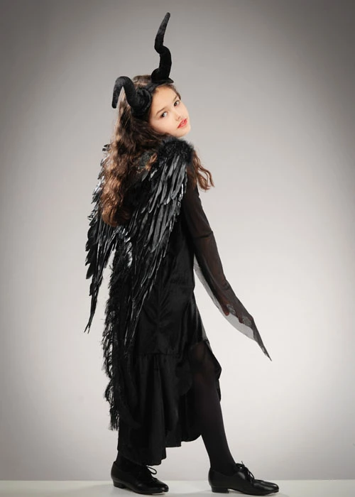 Childrens Deluxe Maleficent Style Costume With Wings 6 Childrens Deluxe Maleficent Style Costume With Wings - Image 4