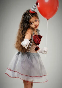 Girls Halloween Gothic Grey Clown Costume 10 Girls Halloween Gothic Grey Clown Costume -PartyPersona Store girls grey halloween clown costume 49825 03