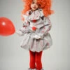 Girls New Pennywise Style Grey It Clown Costume -PartyPersona Store girls grey it clown outfit 87696