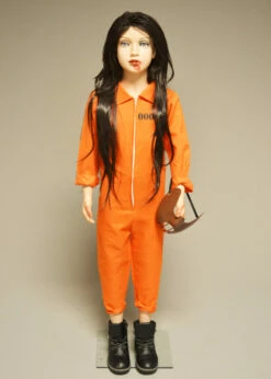 Kids Hannibal Style Orange Prisoner Girl Costume -PartyPersona Store girls hannibal costume 01