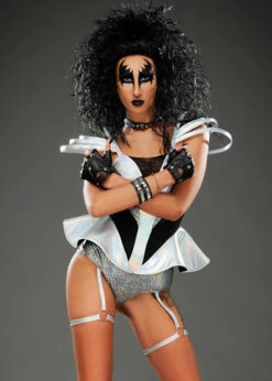 Womens Kiss Style Silver Glam Rock Costume