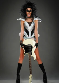 Womens Kiss Style Silver Glam Rock Costume -PartyPersona Store glam rock kiss costume 86852 02