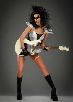 Womens Kiss Style Silver Glam Rock Costume -PartyPersona Store glam rock kiss costume 86852 03