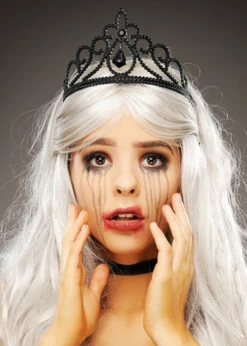 Stunning Halloween Black Plastic Gothic Tiara -PartyPersona Store gothic black jewel tiara 01