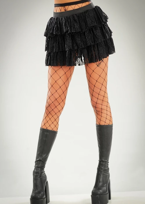 Womens Halloween Gothic Black Lace Ruffled Skirt 3 Womens Halloween Gothic Black Lace Ruffled Skirt