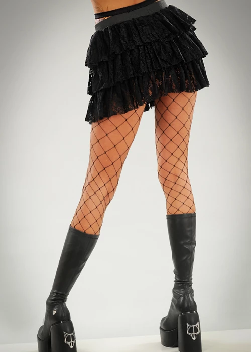 Womens Halloween Gothic Black Lace Ruffled Skirt 5 Womens Halloween Gothic Black Lace Ruffled Skirt - Image 3