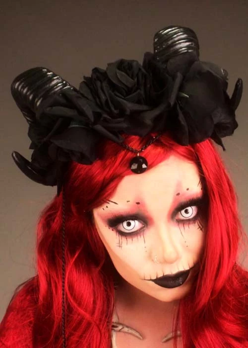 Womens Deluxe Voodoo Priestess Black Ram Horn Headpiece 4 Womens Deluxe Voodoo Priestess Black Ram Horn Headpiece - Image 2