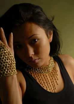 Ladies Gothic Gold Beaded Choker