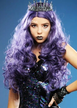 Womens Gothic Long Dark Purple Evil Mermaid Wig -PartyPersona Store gothic mermaid purple wig 02