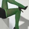 Adult Halloween Green Striped Tights -PartyPersona Store green striped tights 21733