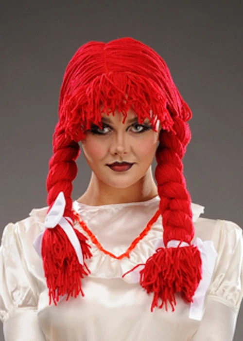 Halloween Annabelle Style Red Rag Doll Wig 3 Halloween Annabelle Style Red Rag Doll Wig